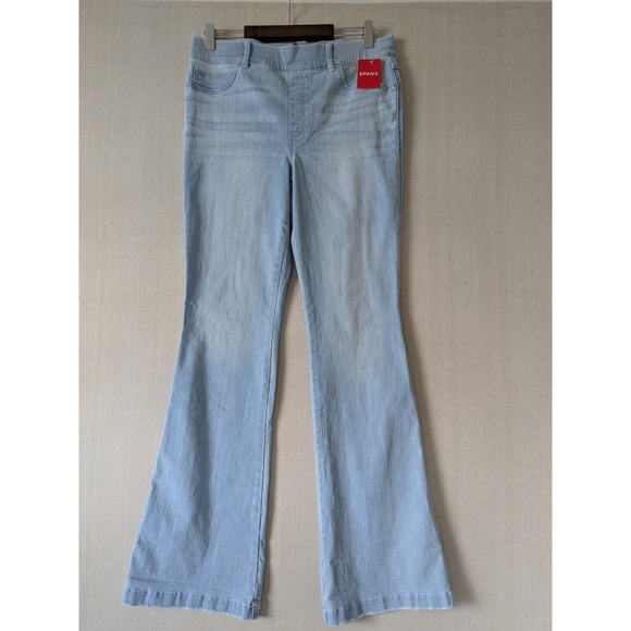 SPANX Denim - Spanx Flare Jeans Womens Large Light Retro Wash Pull On Shaping Denim New Tags